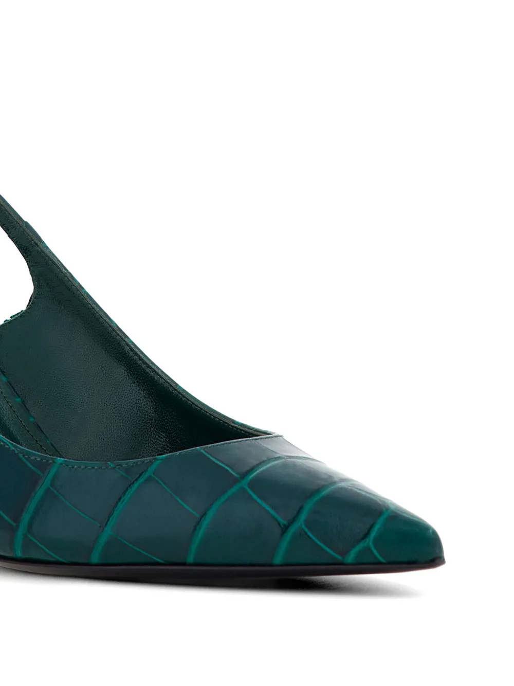 Roberto Cavalli croc-effect pointed-toe slingback pumps Groen