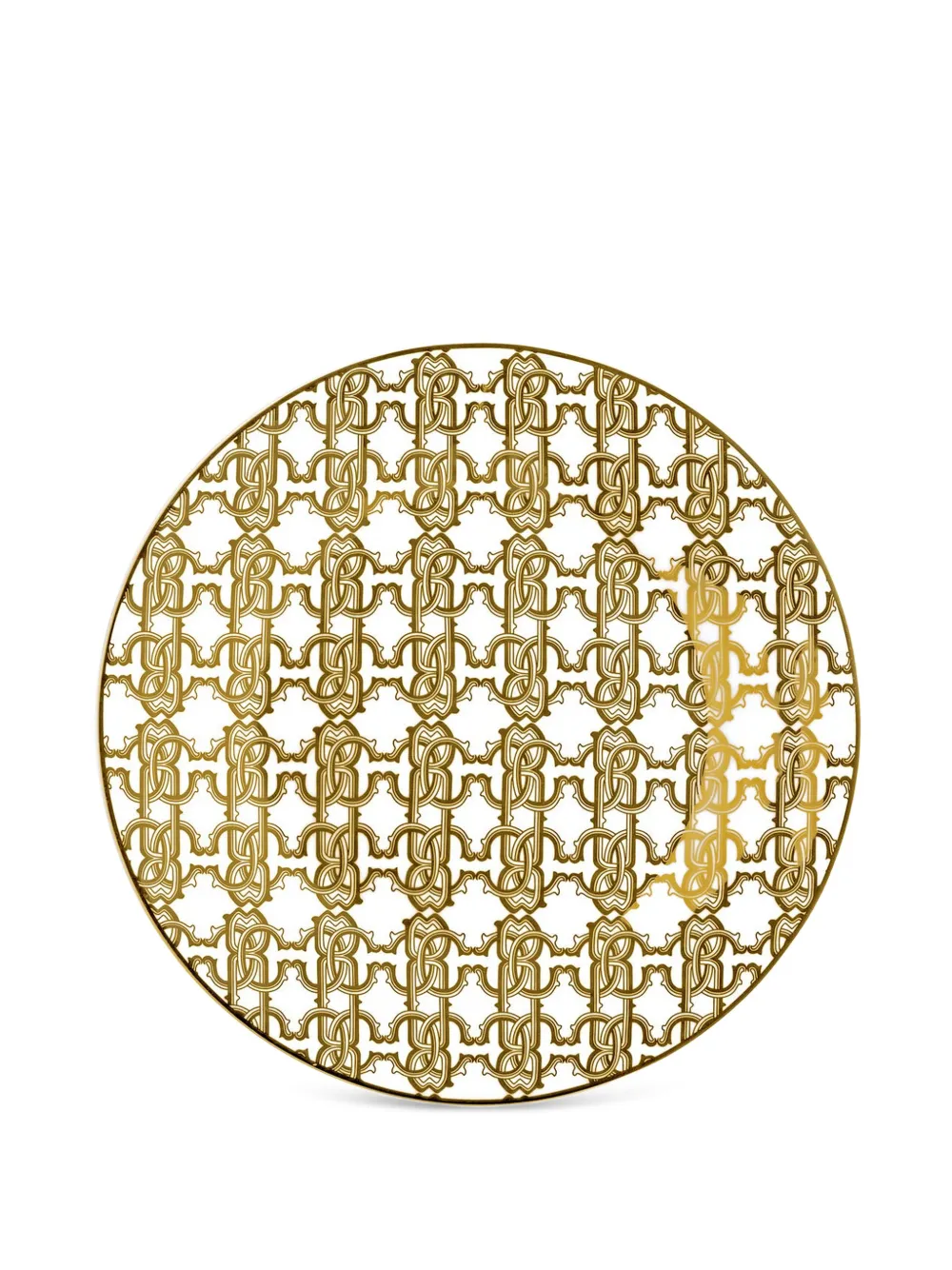 Roberto Cavalli Home monogram-print porcelain plate (set of two) - Gold