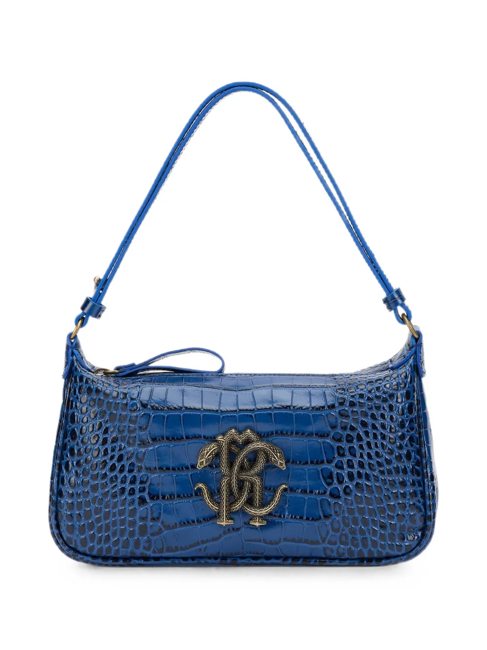 Roberto Cavalli crocodile-effect logo-plaque shoulder bag - Blu
