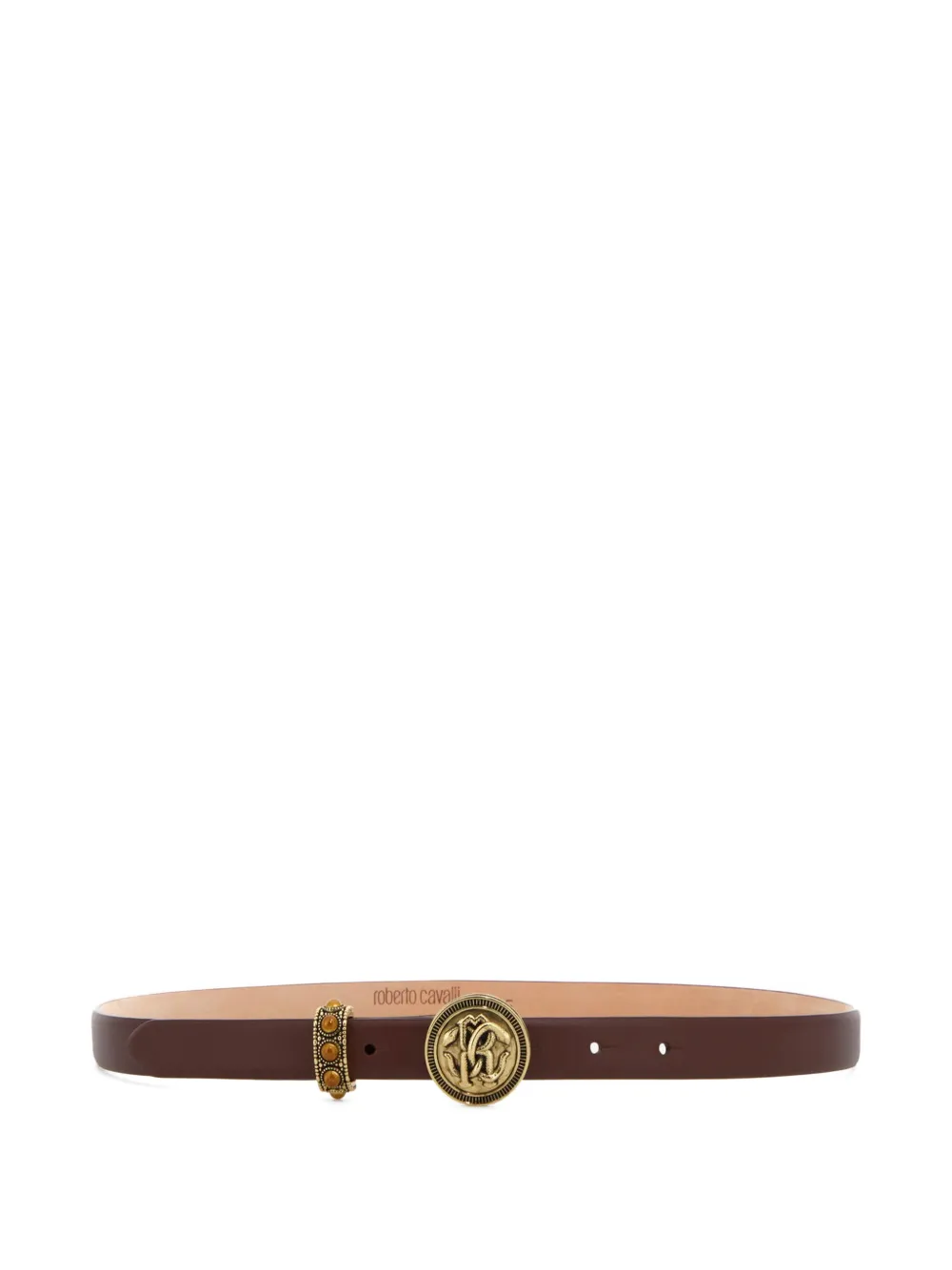Roberto Cavalli logo-plaque leather belt - Marrone