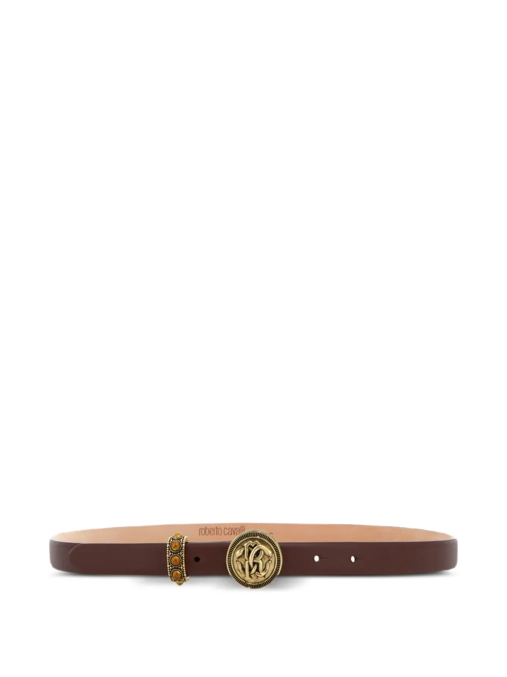 Roberto Cavalli logo-plaque leather belt - Marrone