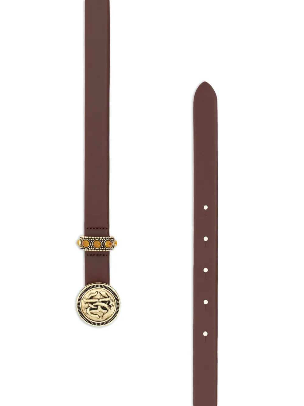 Roberto Cavalli Leren riem met logoplakkaat Bruin