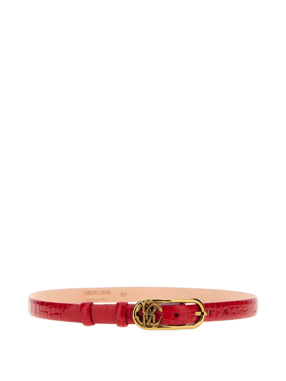 Roberto Cavalli crocodile-effect RC monogram belt - Rosso