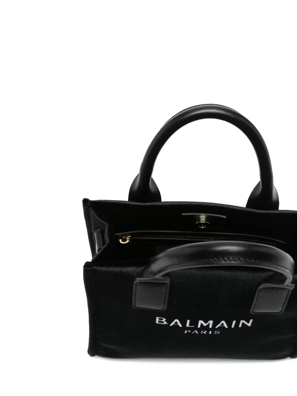Balmain Kids Fluwelen shopper met geborduurd logo Zwart
