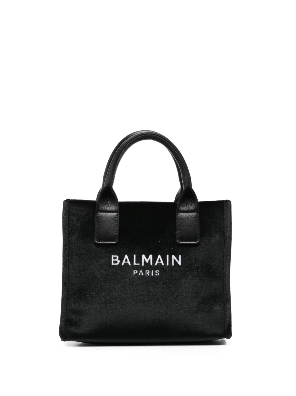 Balmain Kids logo-embroidered velvet tote bag - Nero