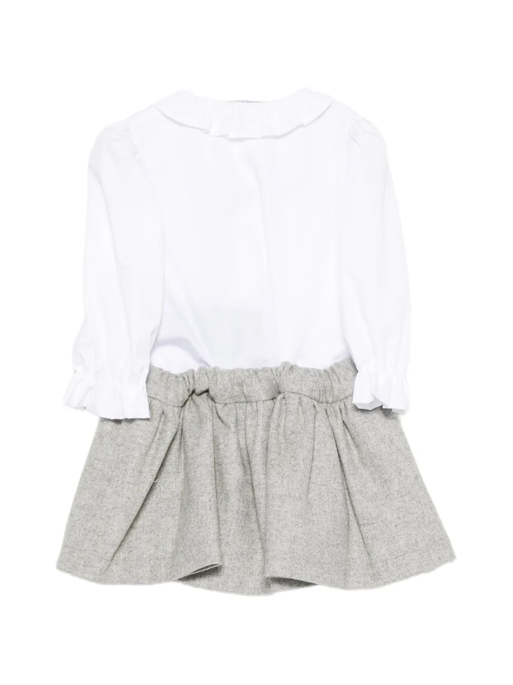 Balmain Kids Wollen jurk met plooien en lange mouwen Wit