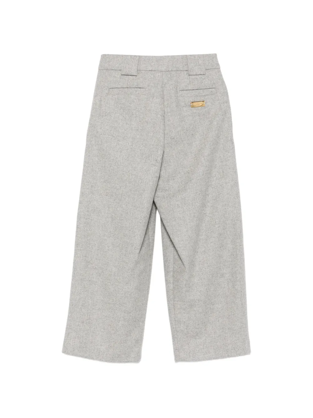 Balmain Kids pleated logo-plaque wool trousers - Grigio