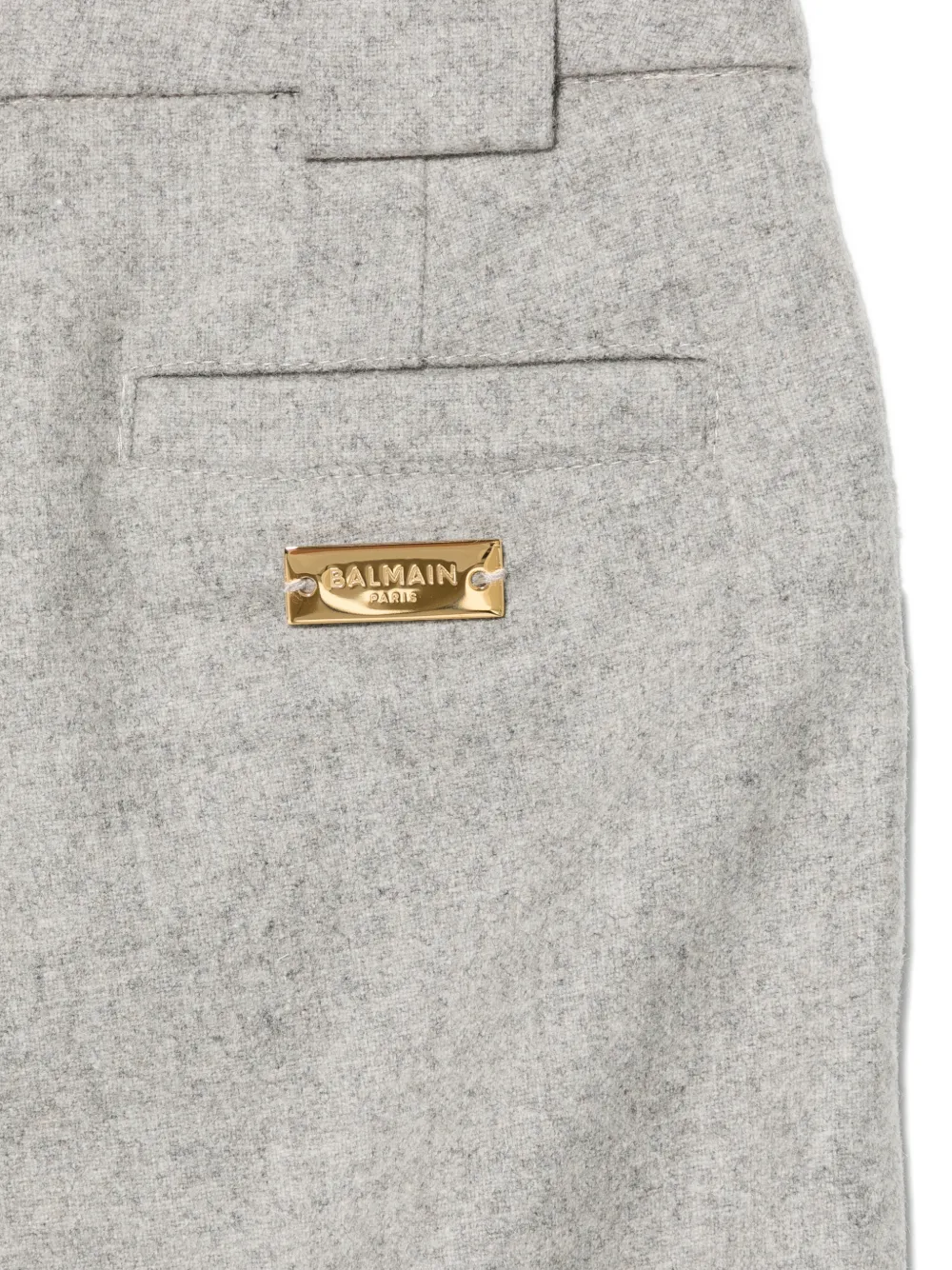 Balmain Kids Plooibroek met logoplakkaat Grijs