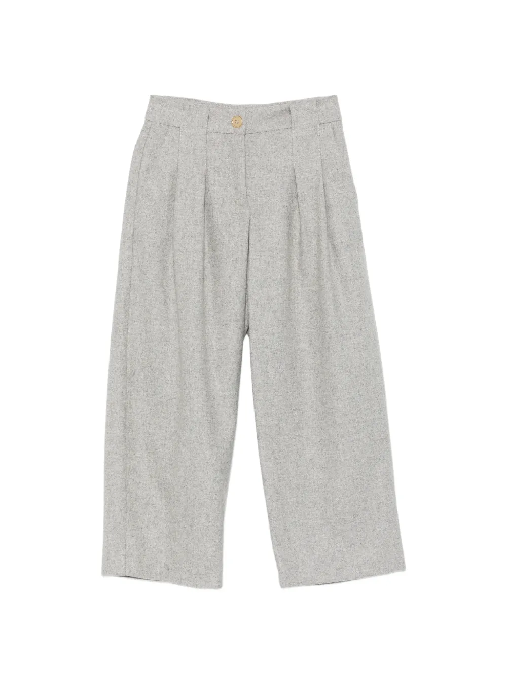 Balmain Kids pleated logo-plaque wool trousers - Grigio