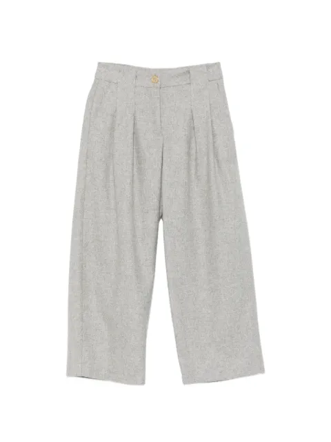 Balmain Kids pleated logo-plaque trousers