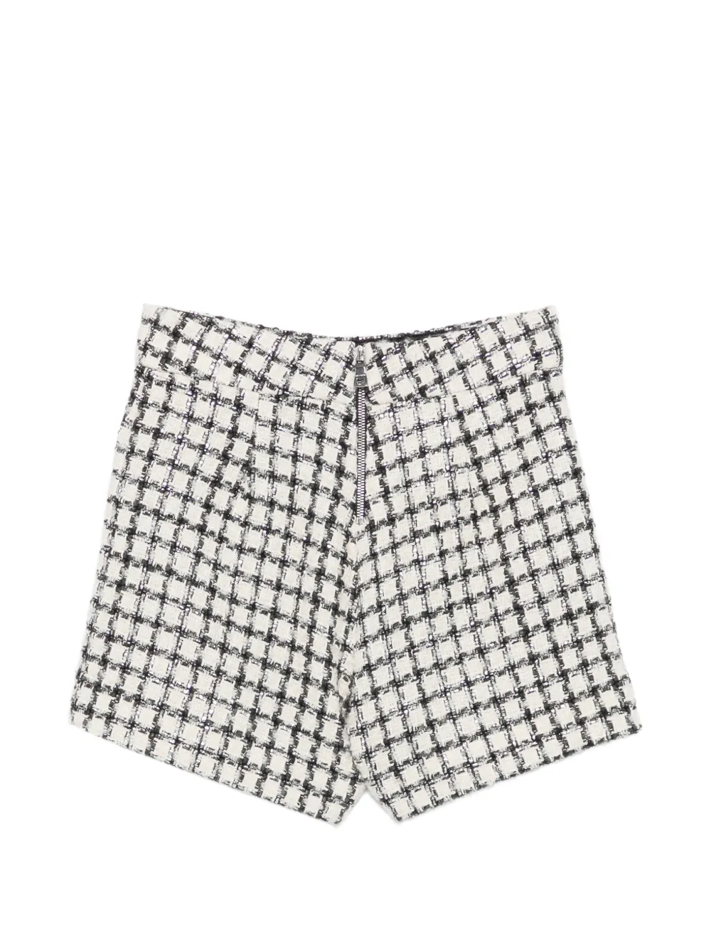 Balmain Kids Geruite tweed shorts Wit