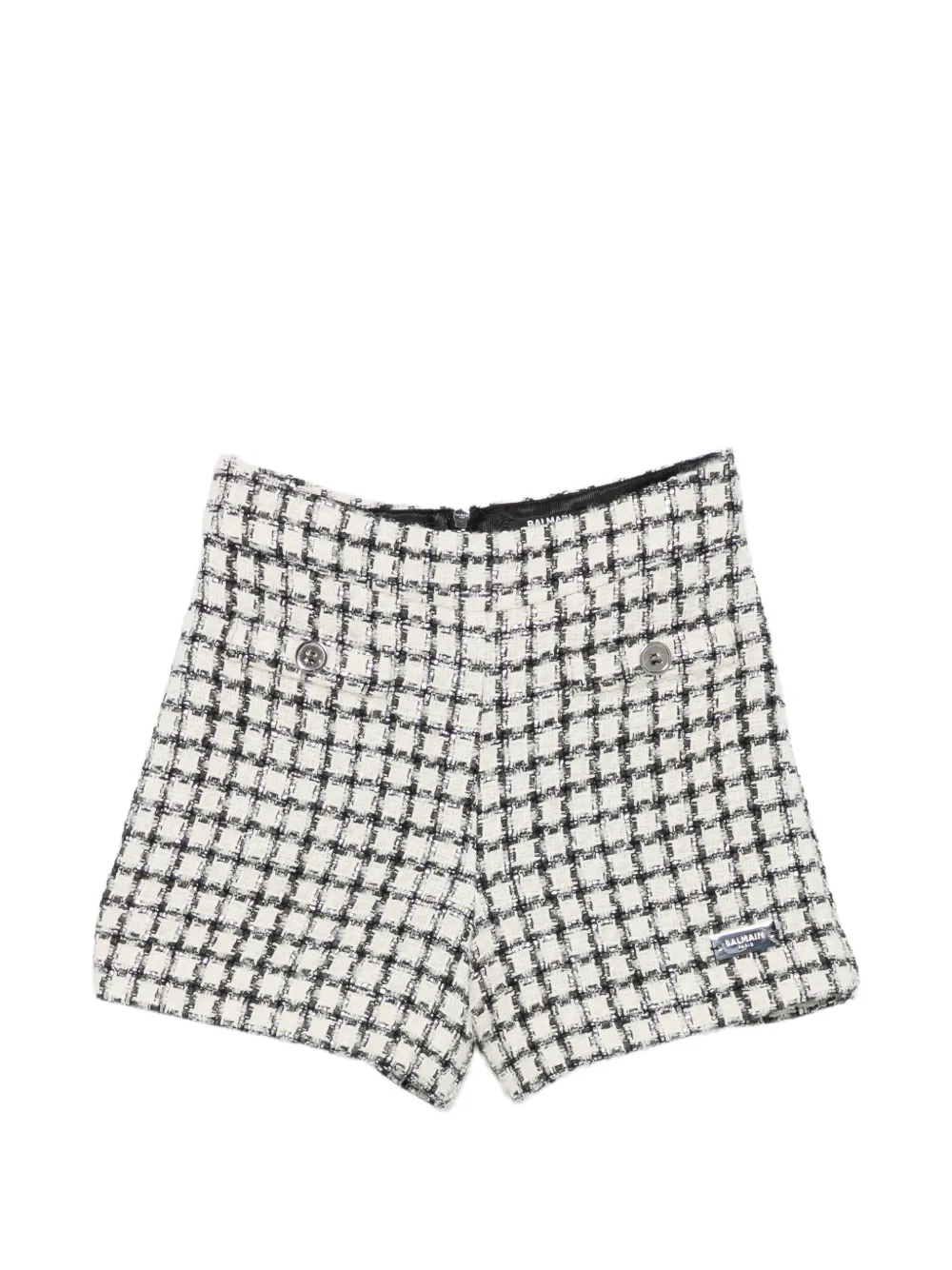 Balmain Kids tweed logo-plaque shorts - White