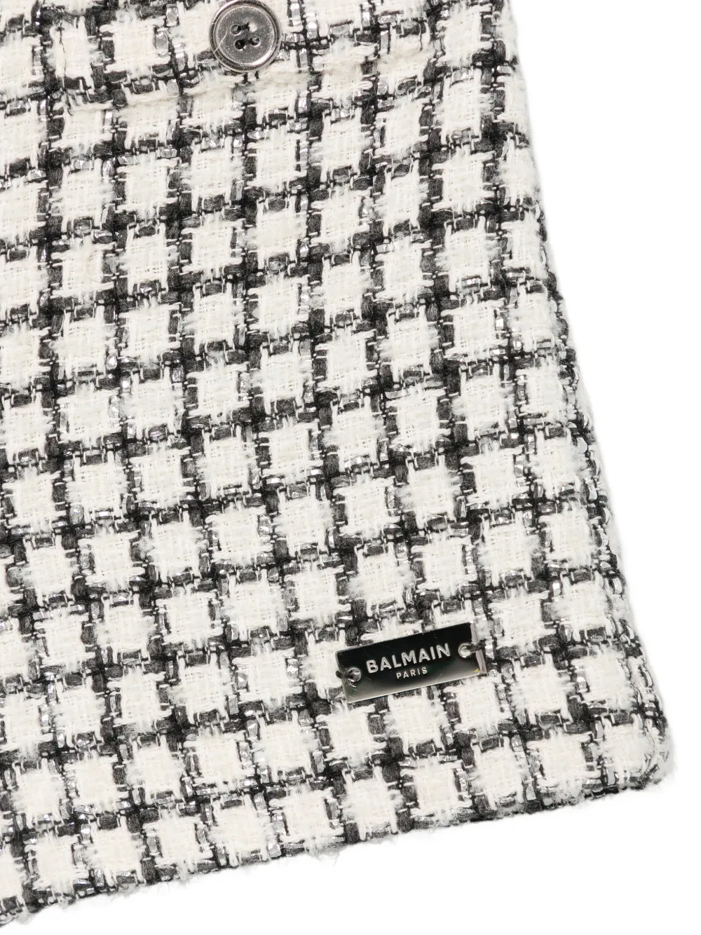 Balmain Kids Geruite tweed shorts Wit