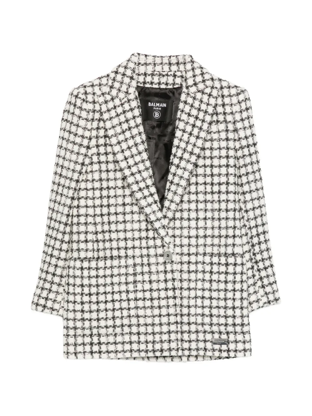 Balmain Kids check-pattern single-breasted tweed blazer - Bianco