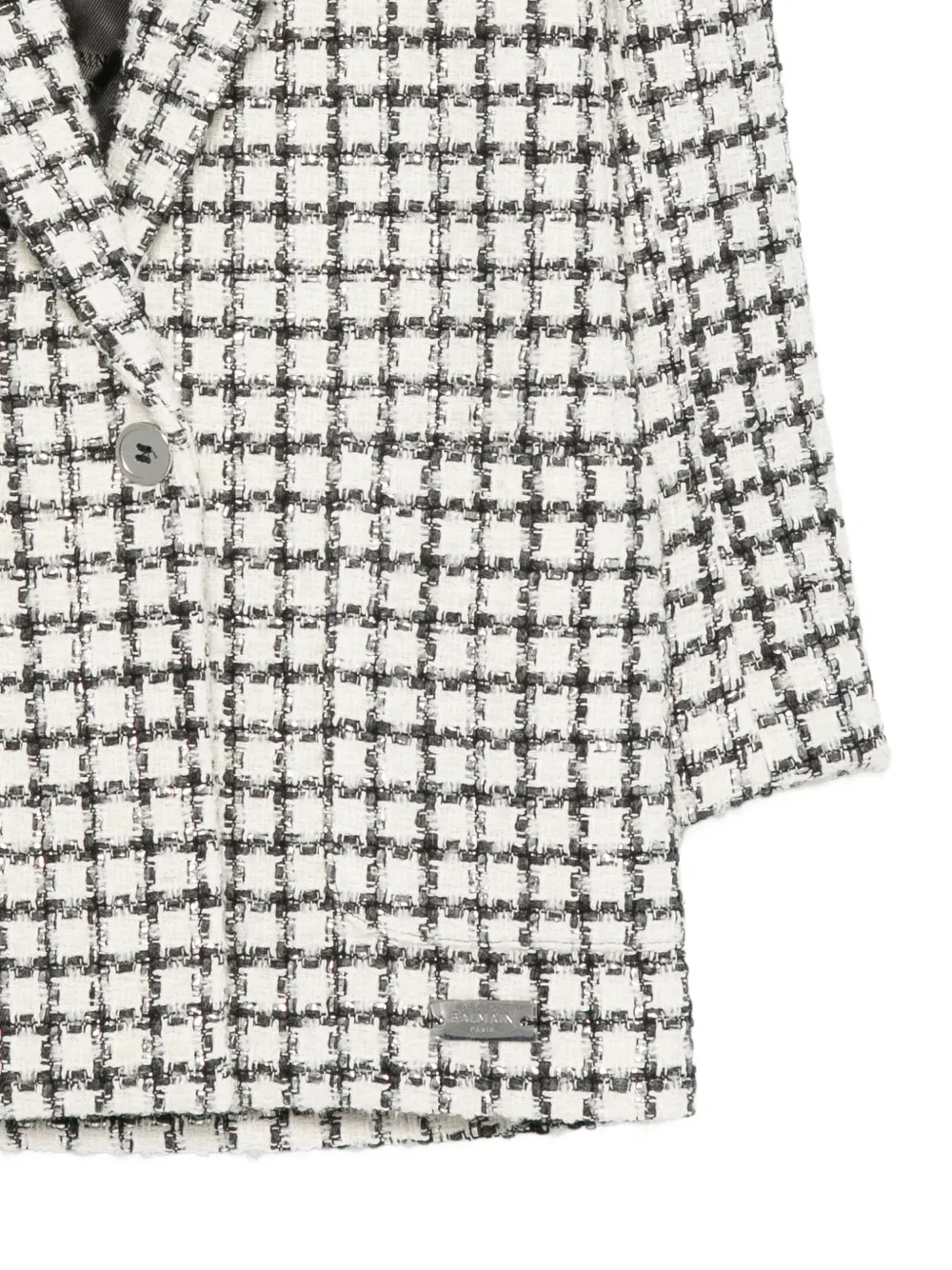 Balmain Kids Geruite tweed blazer met enkele rij knopen Wit