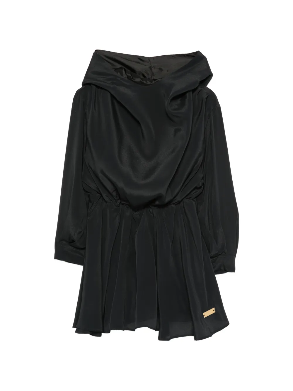 Balmain Kids hooded gathered-waist long-sleeve dress - Schwarz