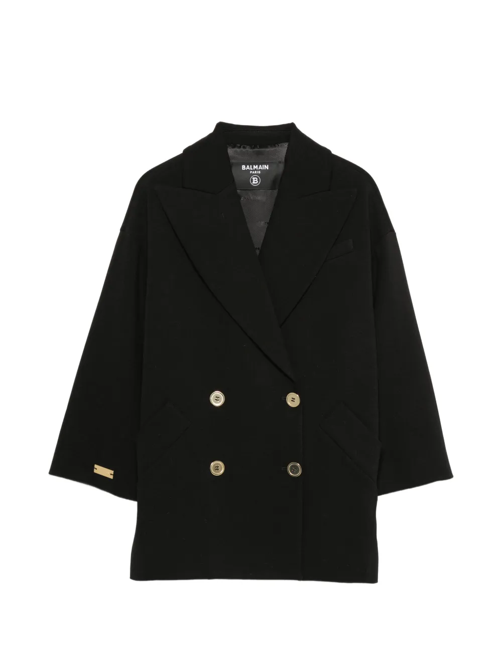 Balmain Kids double-breasted logo-plaque jacket - Nero
