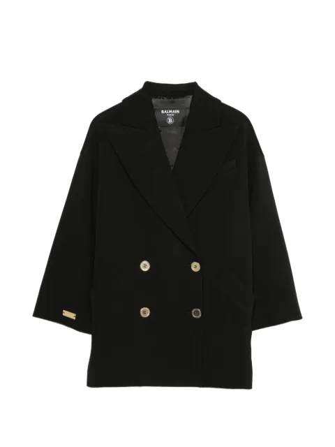 Balmain Kids double-breasted logo-plaque jacket