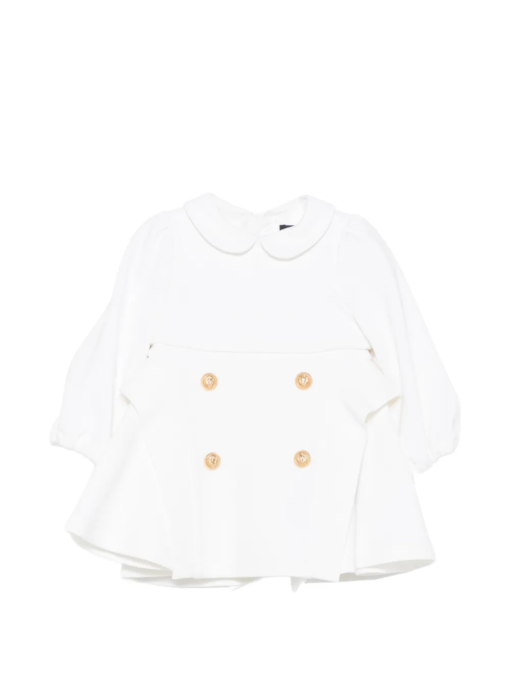Balmain Kids embossed-button long-sleeve dress - Bianco