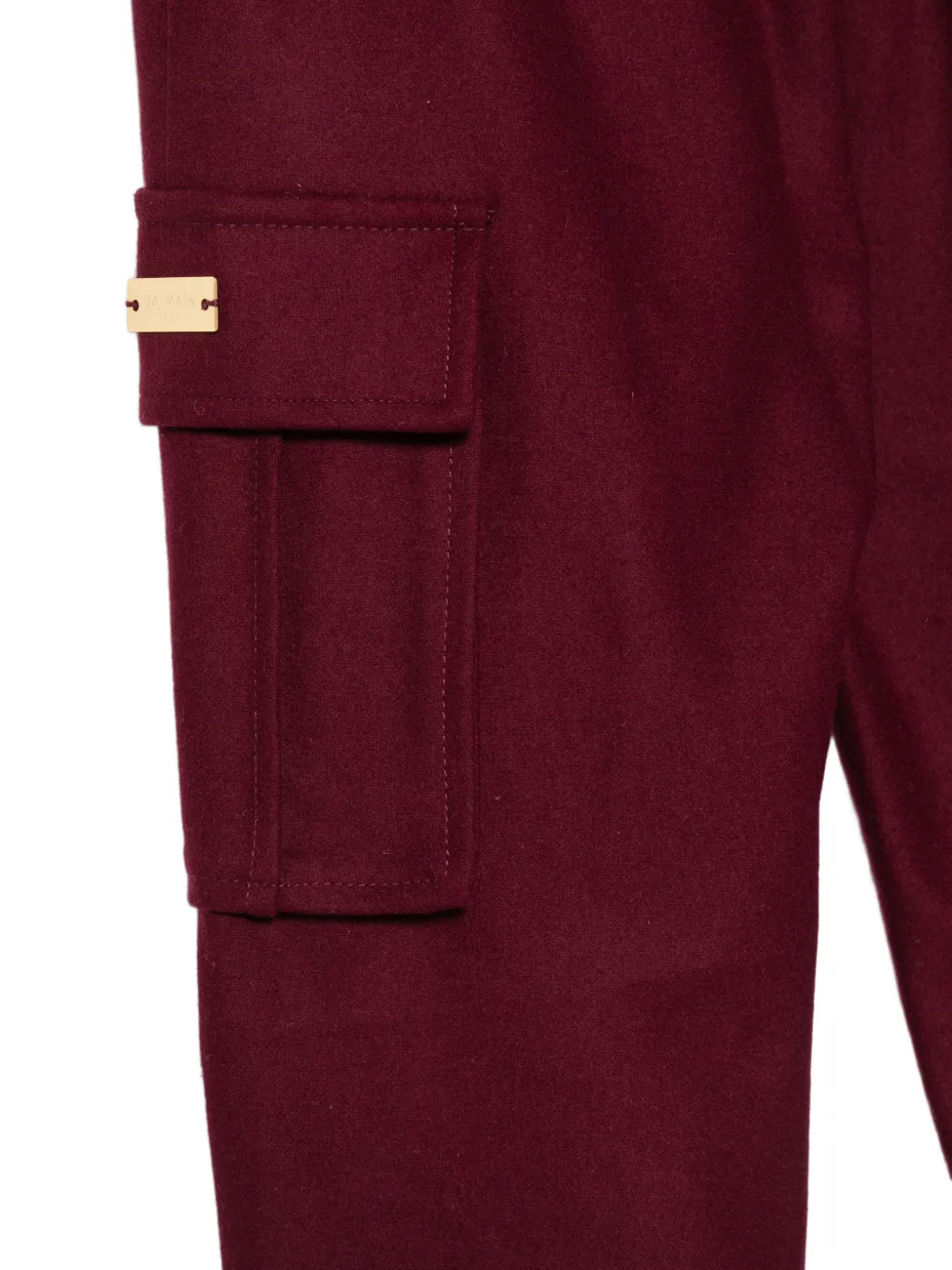 Balmain Kids Elastische wollen cargo trainingsbroek Rood