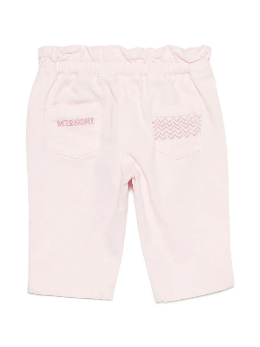 Missoni Kids Katoenen broek met zigzag-borduurwerk Roze