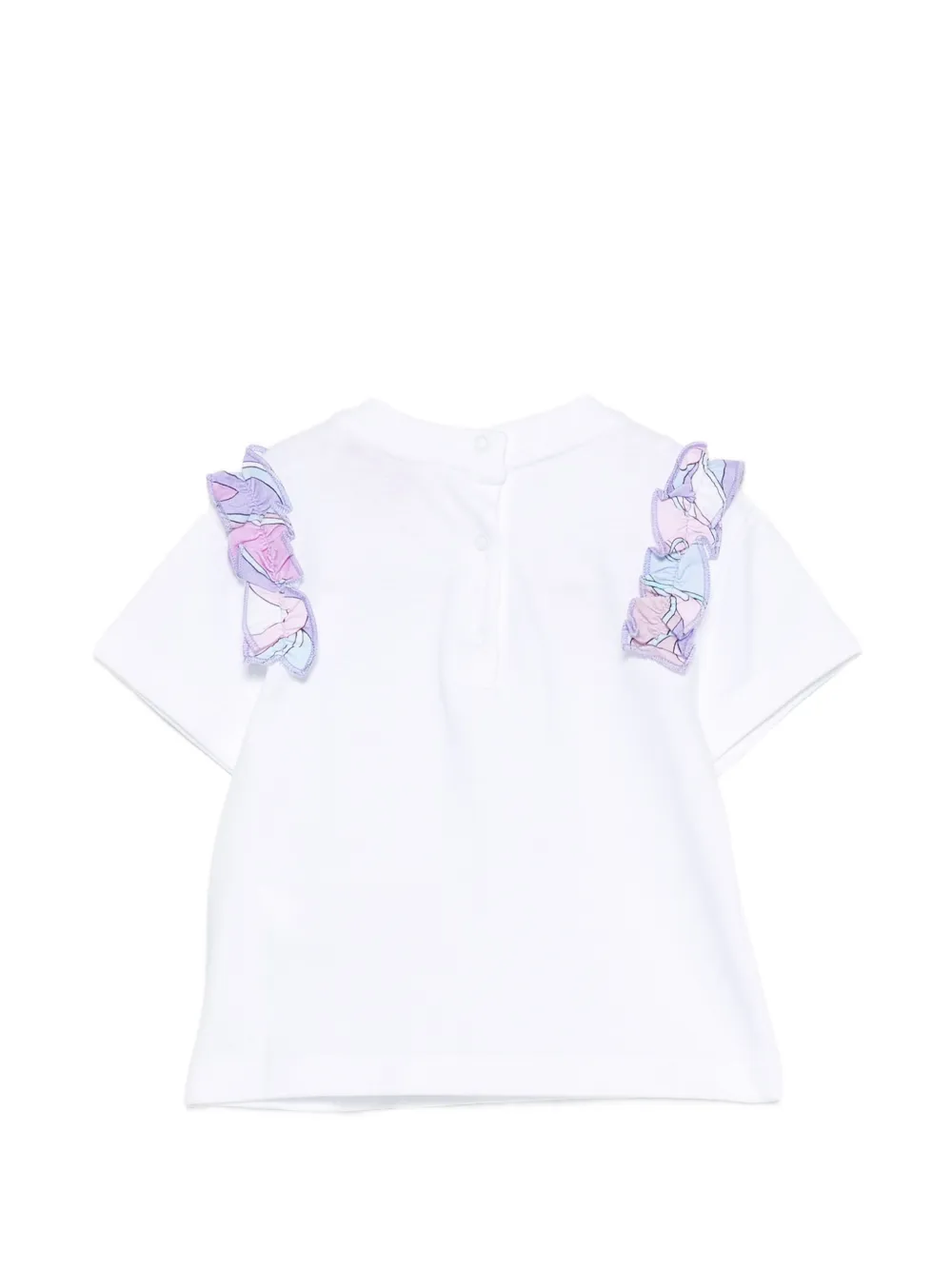 PUCCI Junior Katoenen T-shirt met ruches en logo-detail Wit