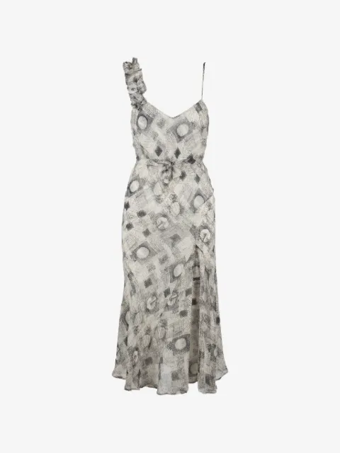 Dries Van Noten Pre-Owned vestido con estampado geométrico y volantes