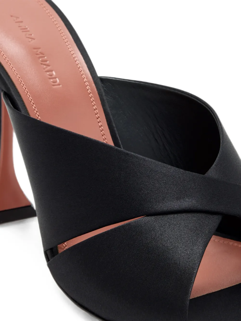 Amina Muaddi Salma criss-cross satin mules Zwart