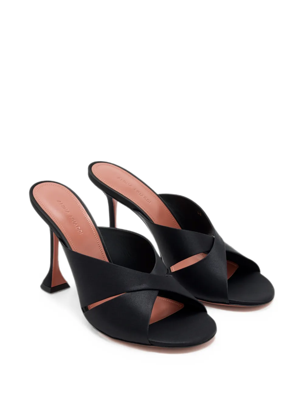 Amina Muaddi Salma criss-cross satin mules Zwart
