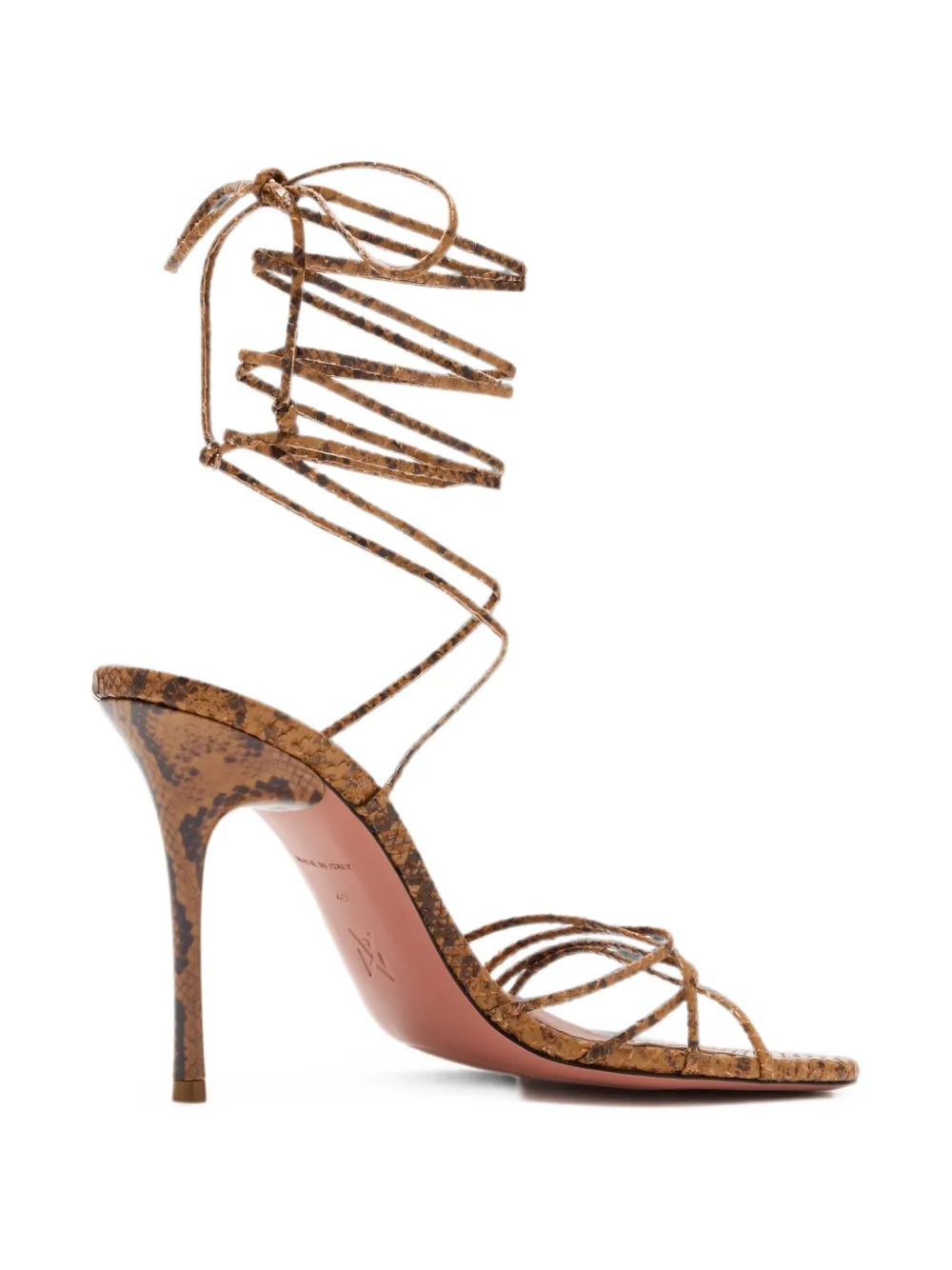 Amina Muaddi Lori 95 snake-effect lace-up sandals Bruin