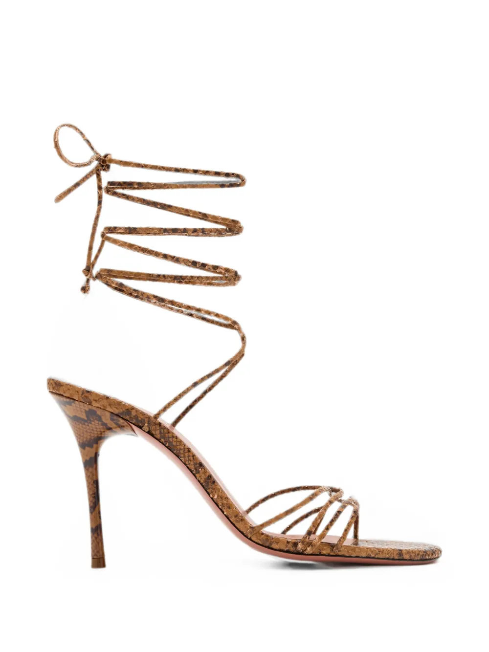 Amina Muaddi Lori 95 snake-effect lace-up sandals Bruin