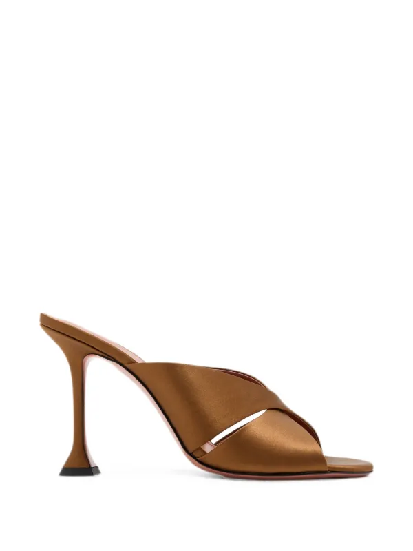Amina Muaddi Salma Crossover-strap Mules in Brown