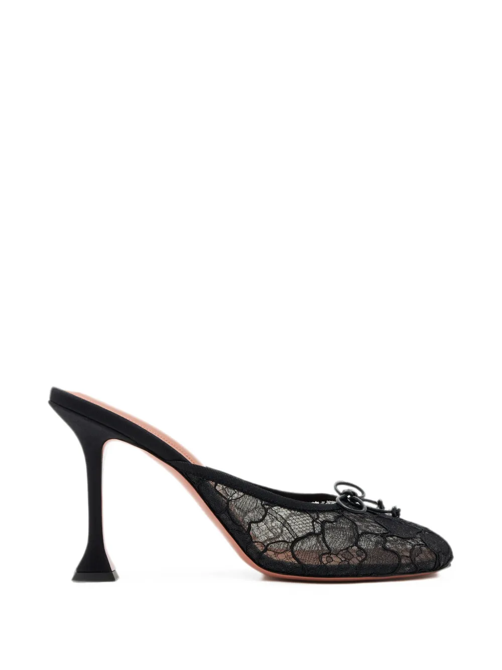 Amina Muaddi Lace-panel Bow-detail Mules In Black