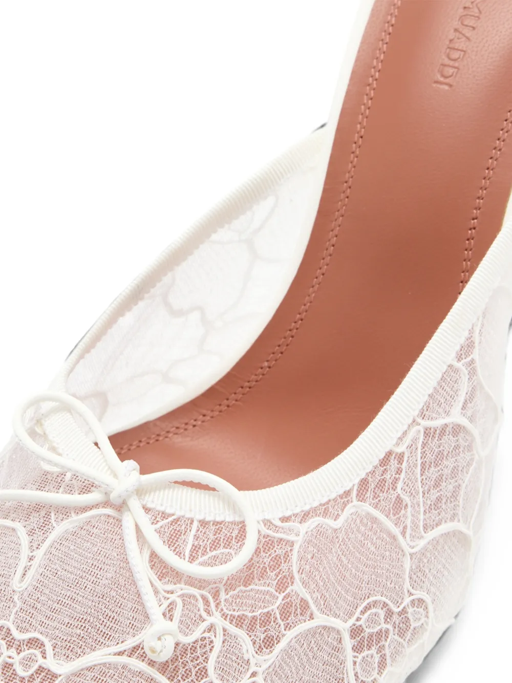 Amina Muaddi lace bow-detail mules Wit