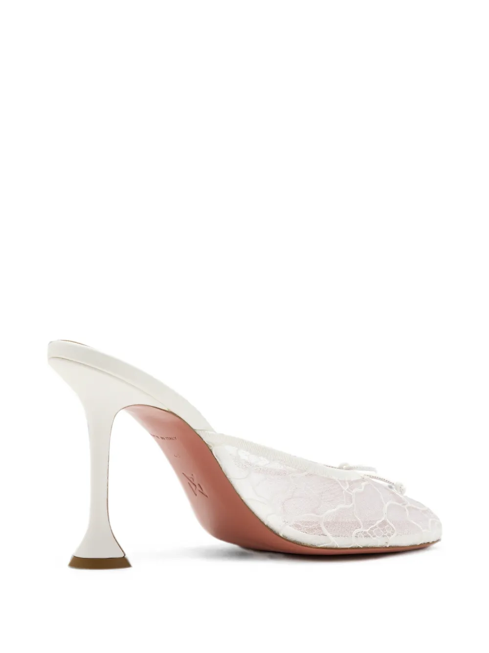 Amina Muaddi lace bow-detail mules Wit