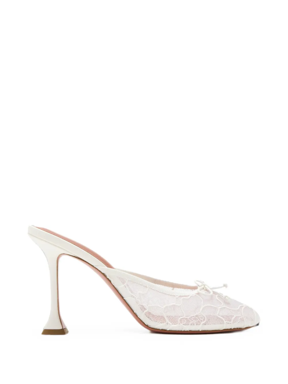 Amina Muaddi Lace Bow-detail Mules In White
