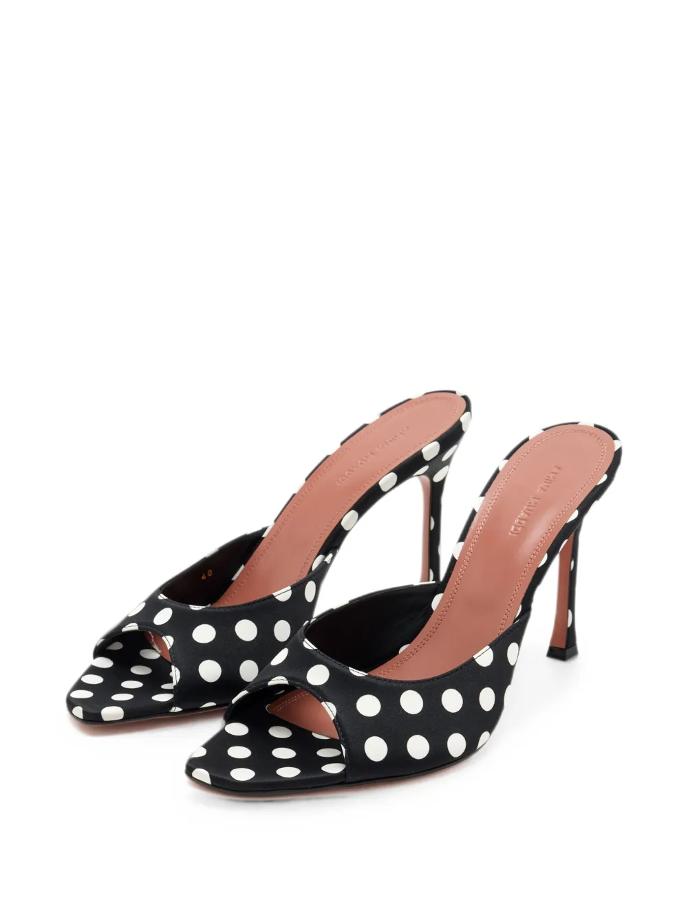 Amina Muaddi Alexa satijnen sandalen met stippen Zwart