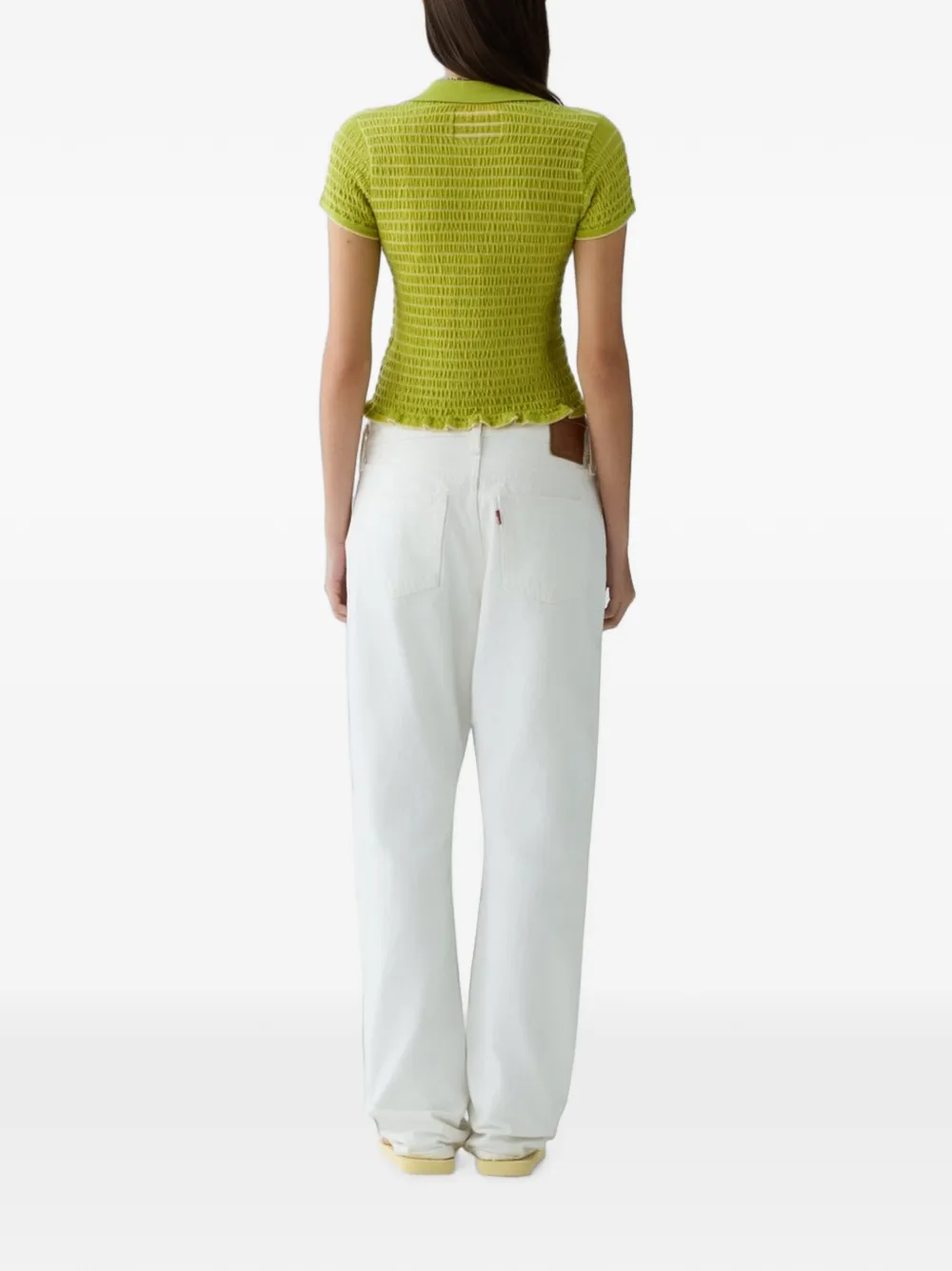 Guest In Residence Smocked Shrunken poloshirt Groen