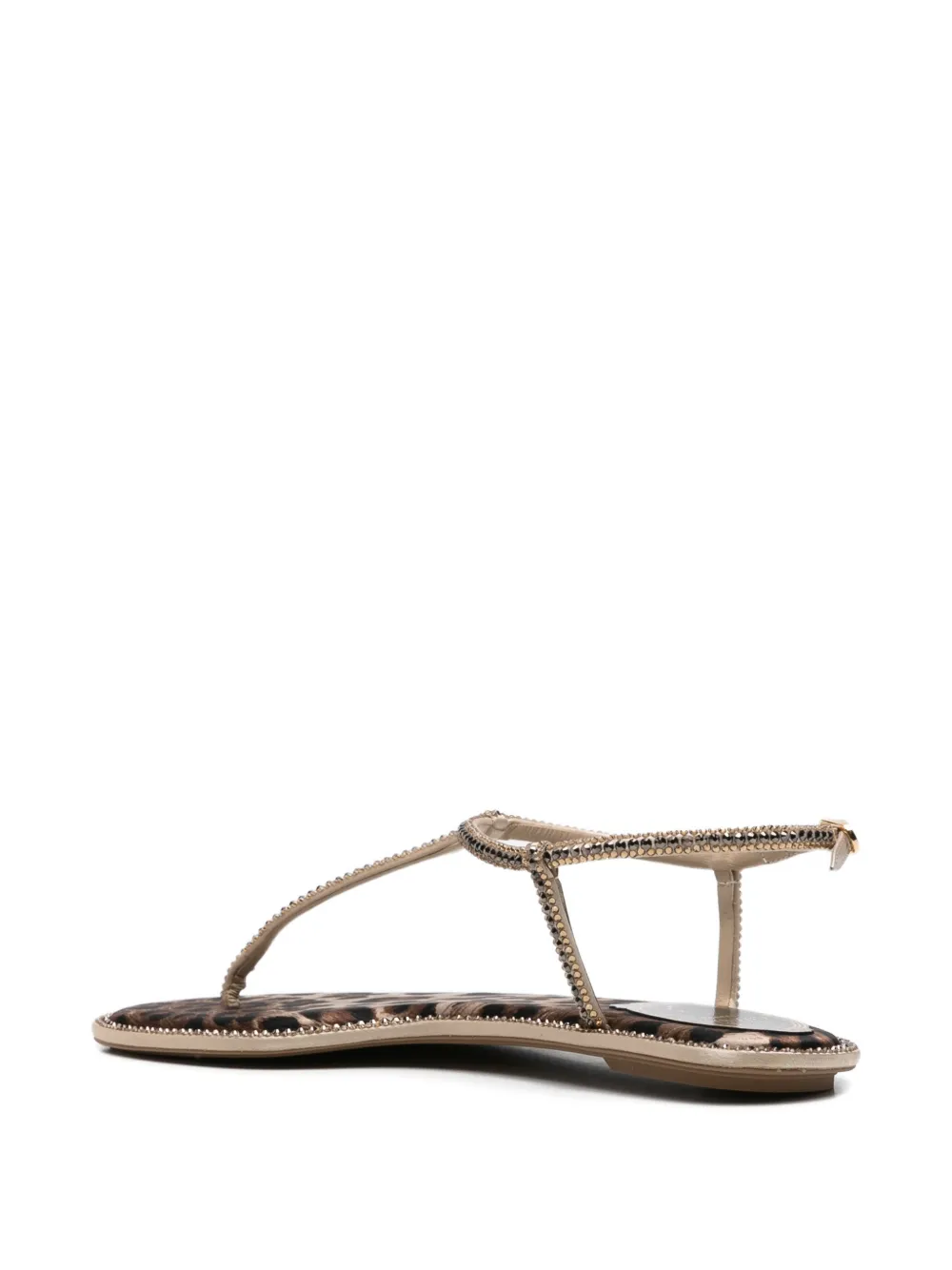 René Caovilla crystal-embellished leopard-print sandals Beige