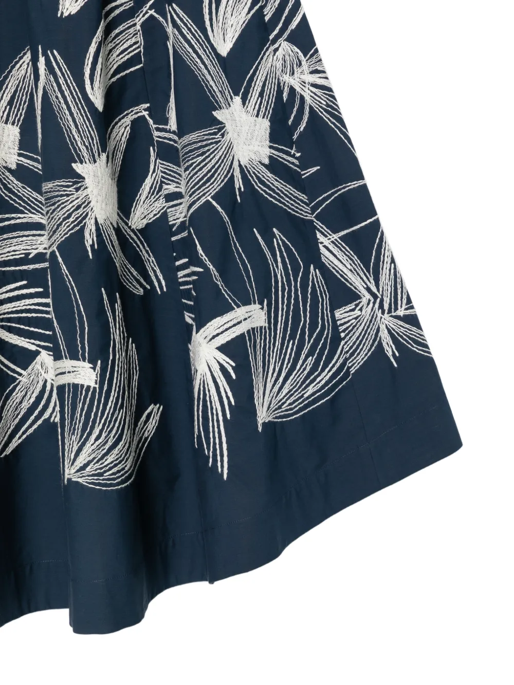 Kiton Floral-embroidered Asymmetric Skirt in Blue, view 3
