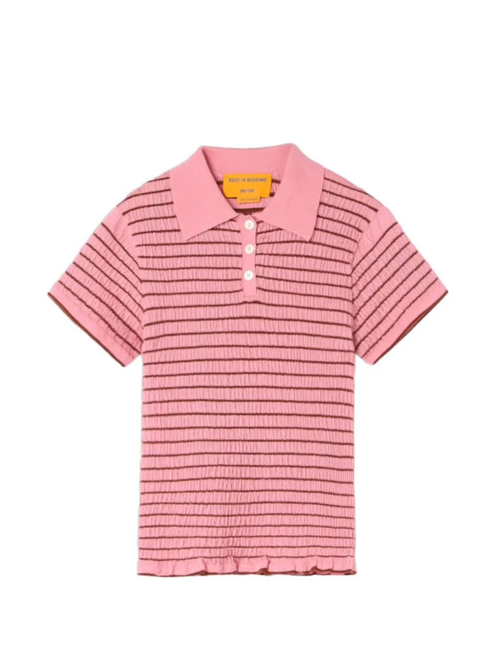 Guest In Residence Smocked Shrunken striped polo shirt - Rosa