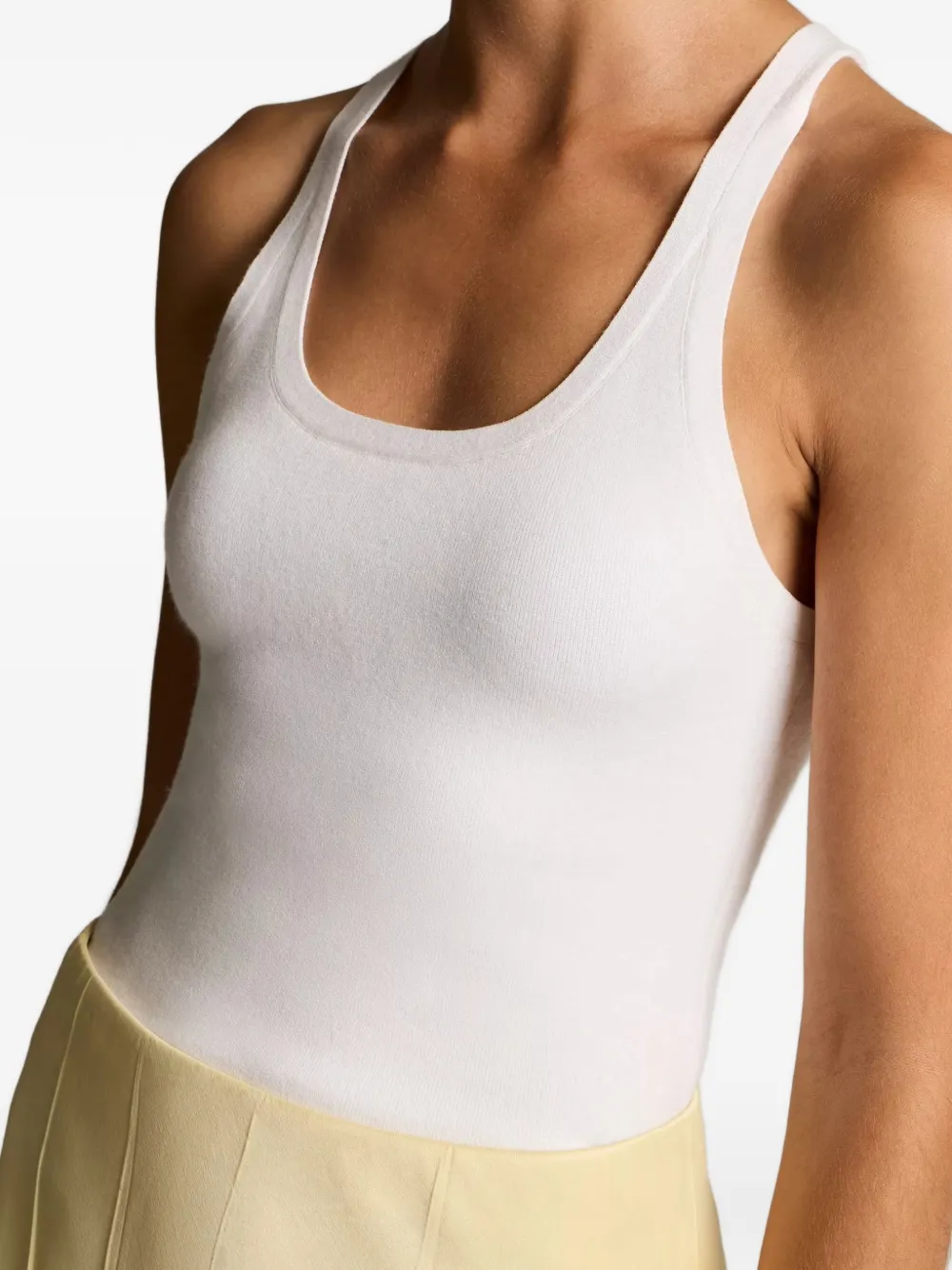 Vince Tanktop met diepe ronde hals en stiksel Wit