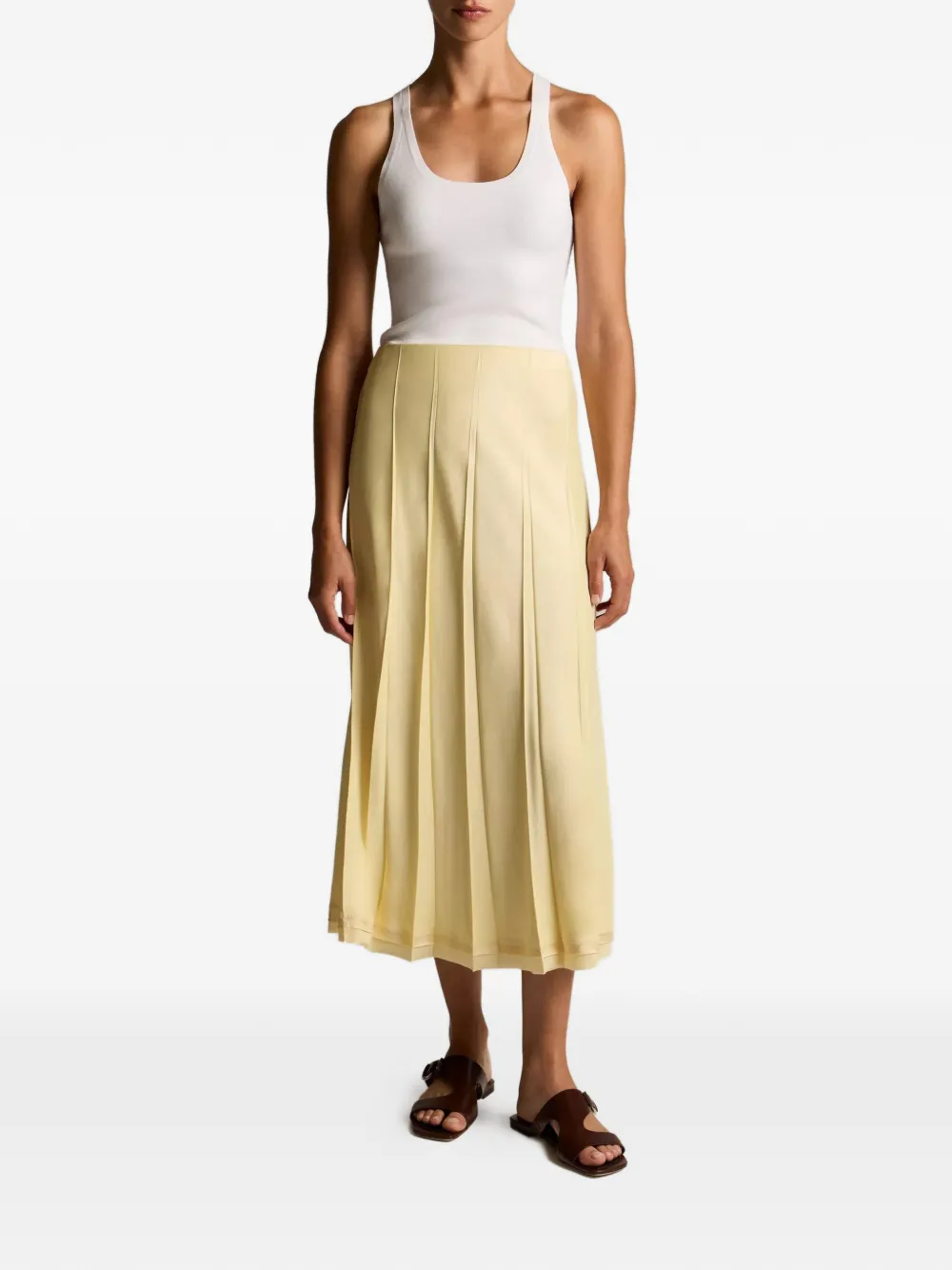 Vince Tanktop met diepe ronde hals en stiksel Wit