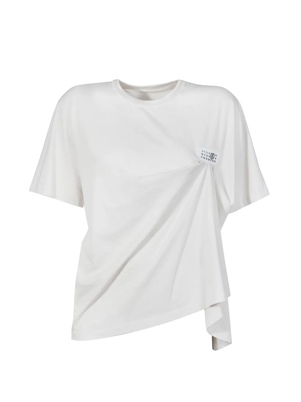 MM6 Maison Margiela logo-patch draped T-shirt - Weiß