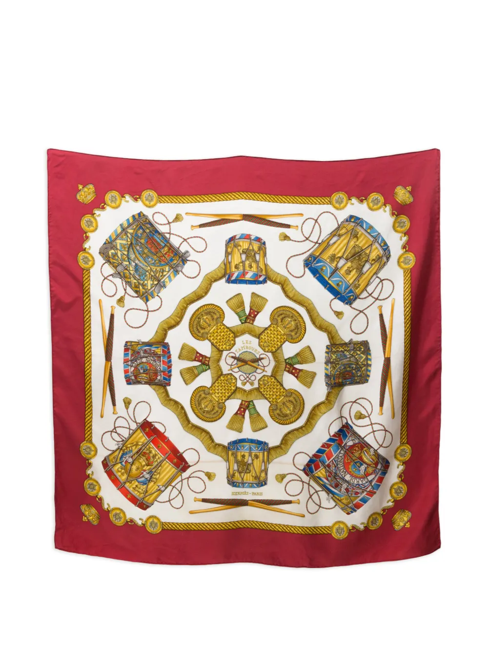 Hermès Pre-Owned 1989 Les Tambours silk scarf - Rosso