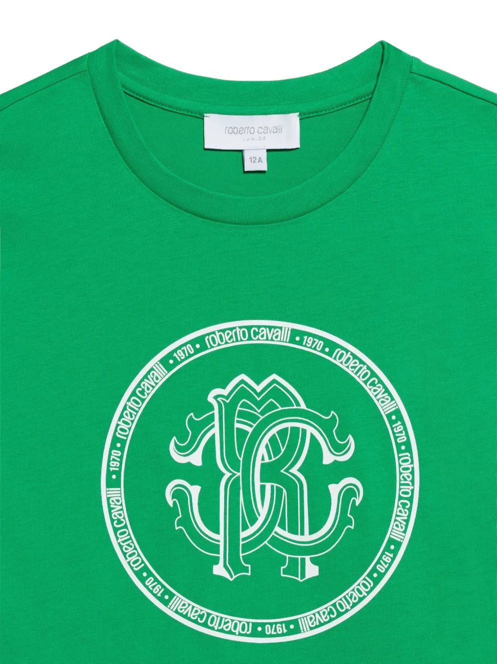 Roberto Cavalli Junior Katoenen T-shirt met logoprint Groen