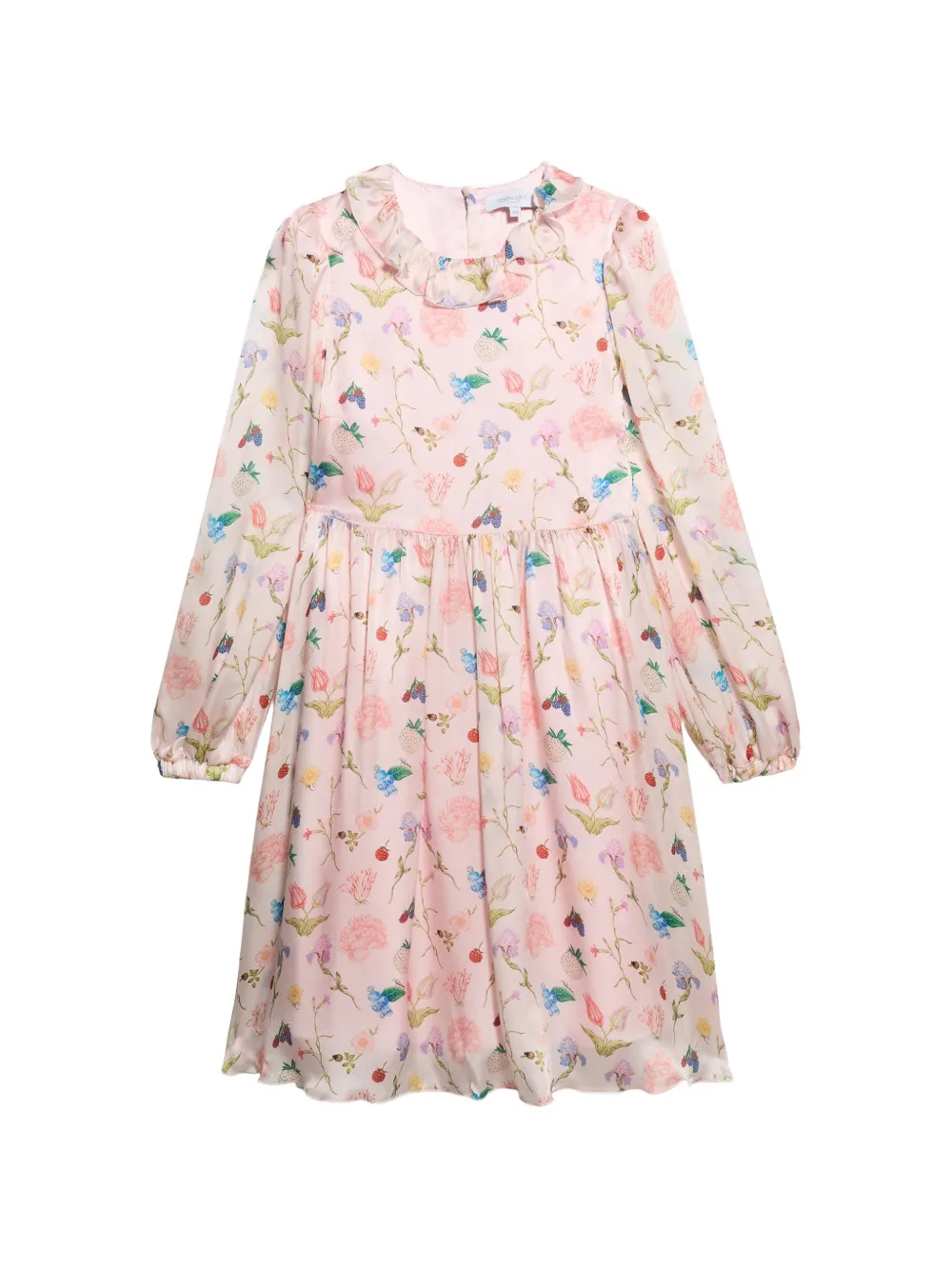 Roberto Cavalli Junior Jurk met bloe print en ruches Roze