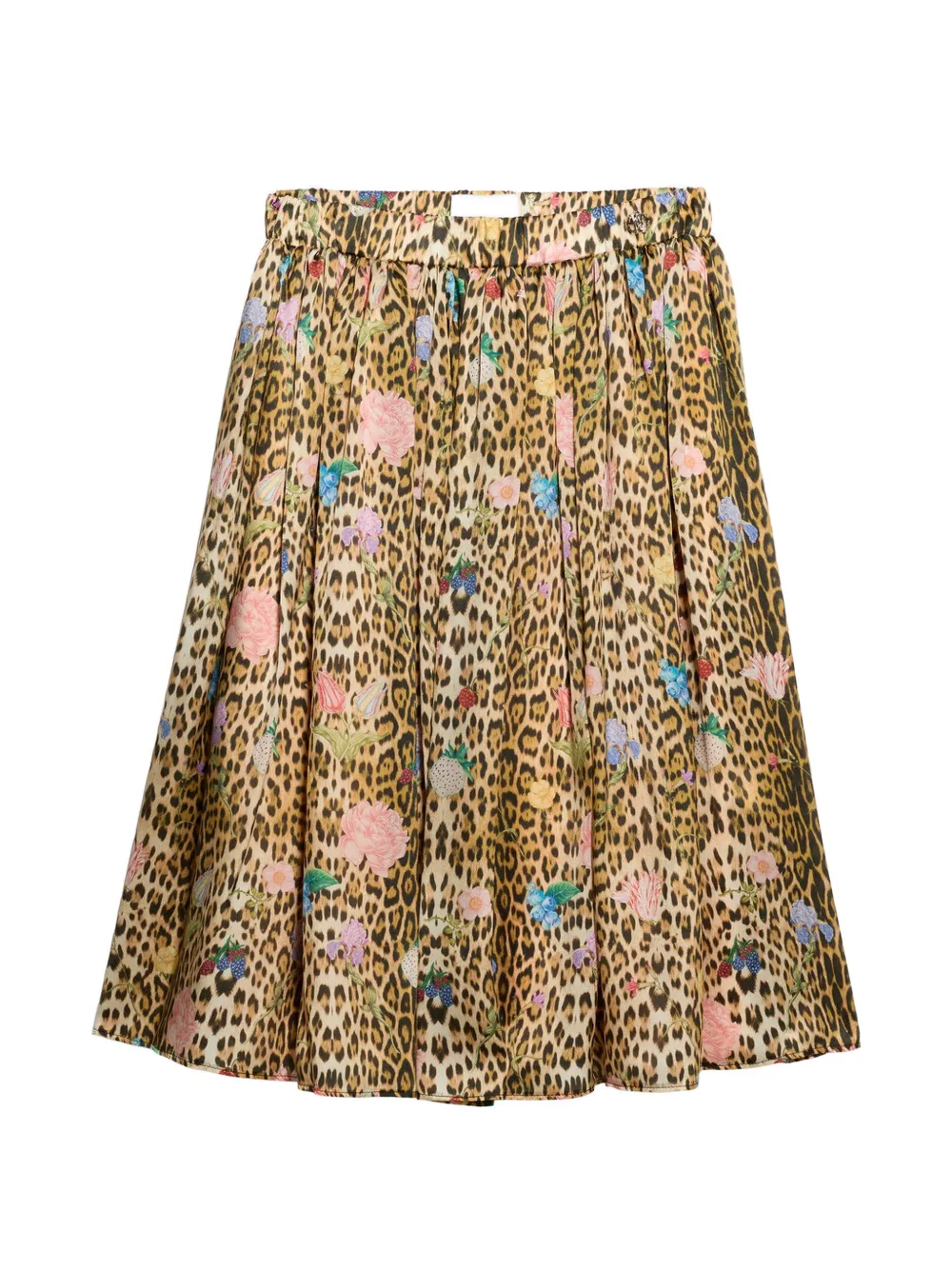 Roberto Cavalli Junior leopard-print floral-print skirt - Toni neutri