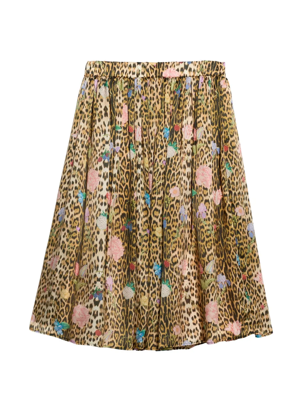 Roberto Cavalli Junior Rok met luipaard-print en bloemen-print Beige