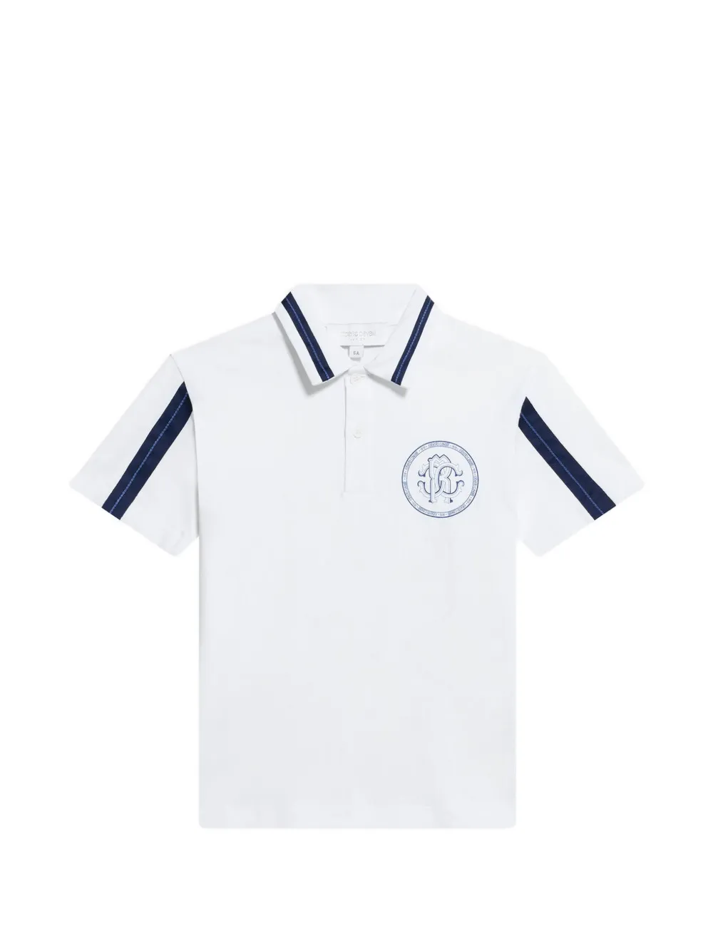 Roberto Cavalli Junior logo-print striped-trim polo shirt - Bianco